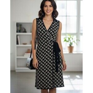 Diane von Furstenberg x Target Wrap Dress Womens XXS Black Geometric Sleeveless